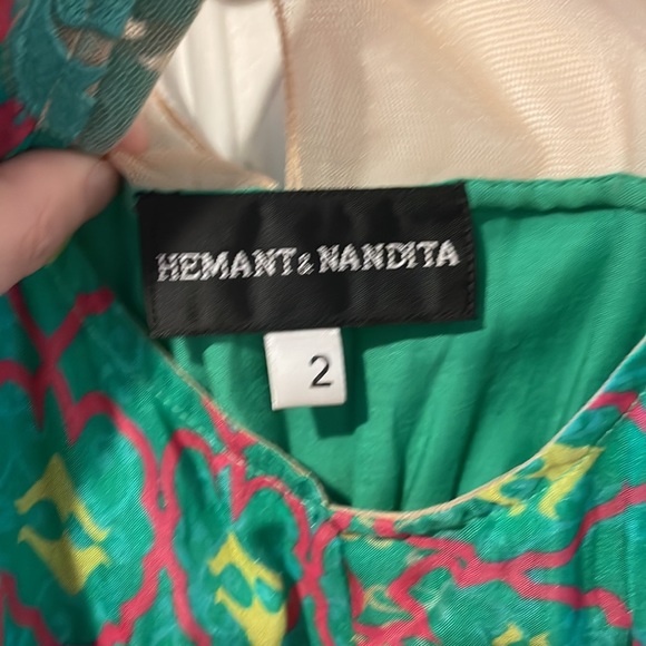 Anthropologie Hermant & Nandita Green Crochet Silk Maxi Dress Size 2 - Picture 9 of 12